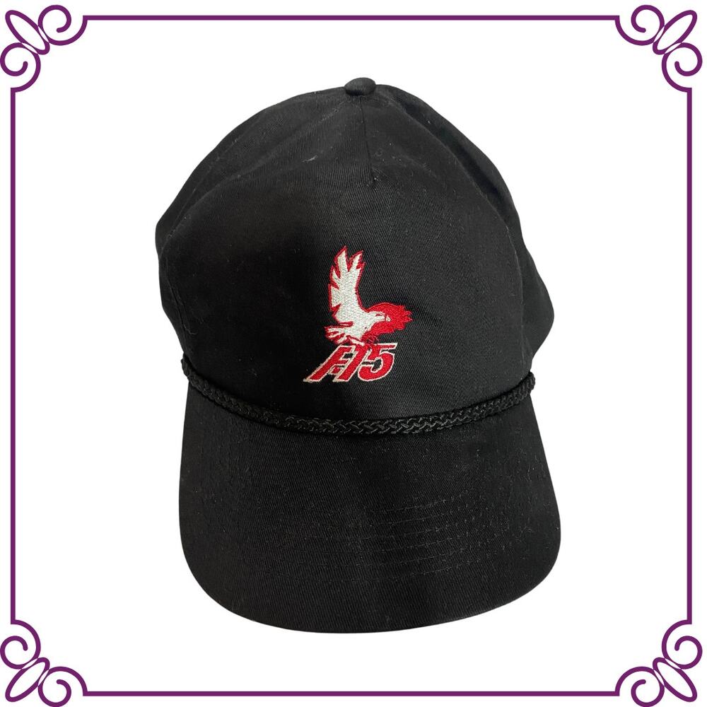 Vintage Embroidered F-15 Eagle Black Adjustable Baseball Cap Trucker Hat